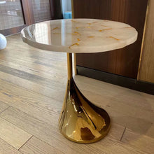 Cargar imagen en el visor de la galería, Luxury Marble Table Furniture Golf Club Shape End Table Gold
