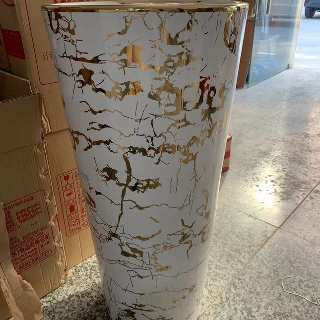 Toilettenschüssel aus Porzellan mit Weißgoldmuster, galvanisiert, mit Zweimengenspülung