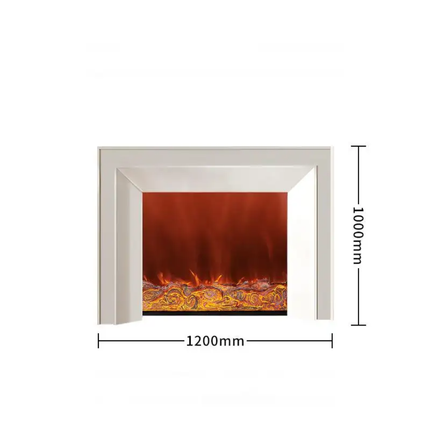 Electric fireplace insert with dimensions on a white background