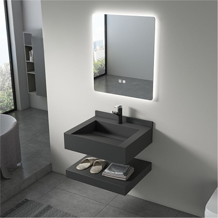 Modern bathroom with a black sink and illuminated mirror.

sintered stone wash basin
led wash basin sink
marble wash basin
modern integrated sink
hotel bathroom wash basin
double layer wash basin
luxury bathroom sink
custom stone wash basin
resort bathroom basin
modern marble sink