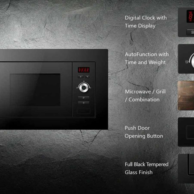 Built-In Black Microwave Oven Modern Compact Kitchen Appliance