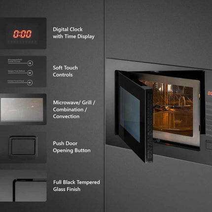 Built-In Black Microwave Oven Modern Compact Kitchen Appliance