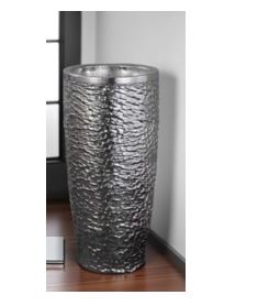 Silbernes rundes Porzellan-Shampoowaschbecken, freistehend, mit Sockel