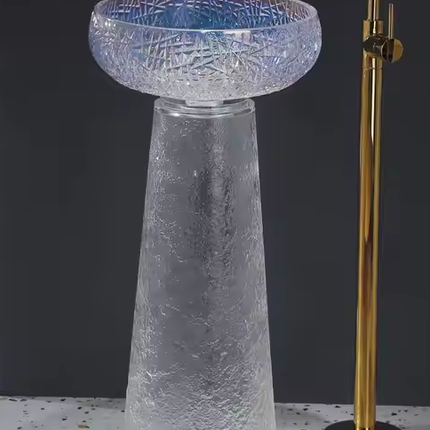 Luxury Glass Basin Pedestal Sinks Crystal Bathroom