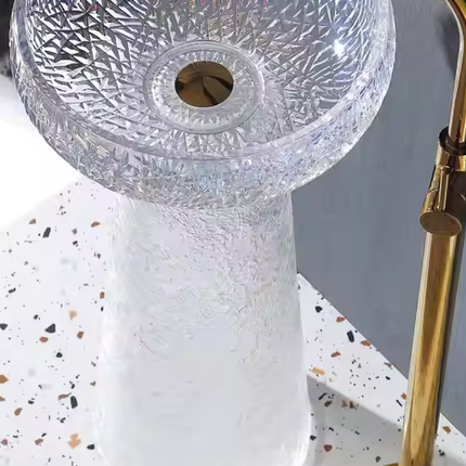 Luxury Glass Basin Pedestal Sinks Crystal Bathroom