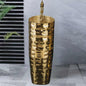 Modern Gold Porcelain Pedestal Wash Basin for Bathroom – Elegant Floor Standing Sink