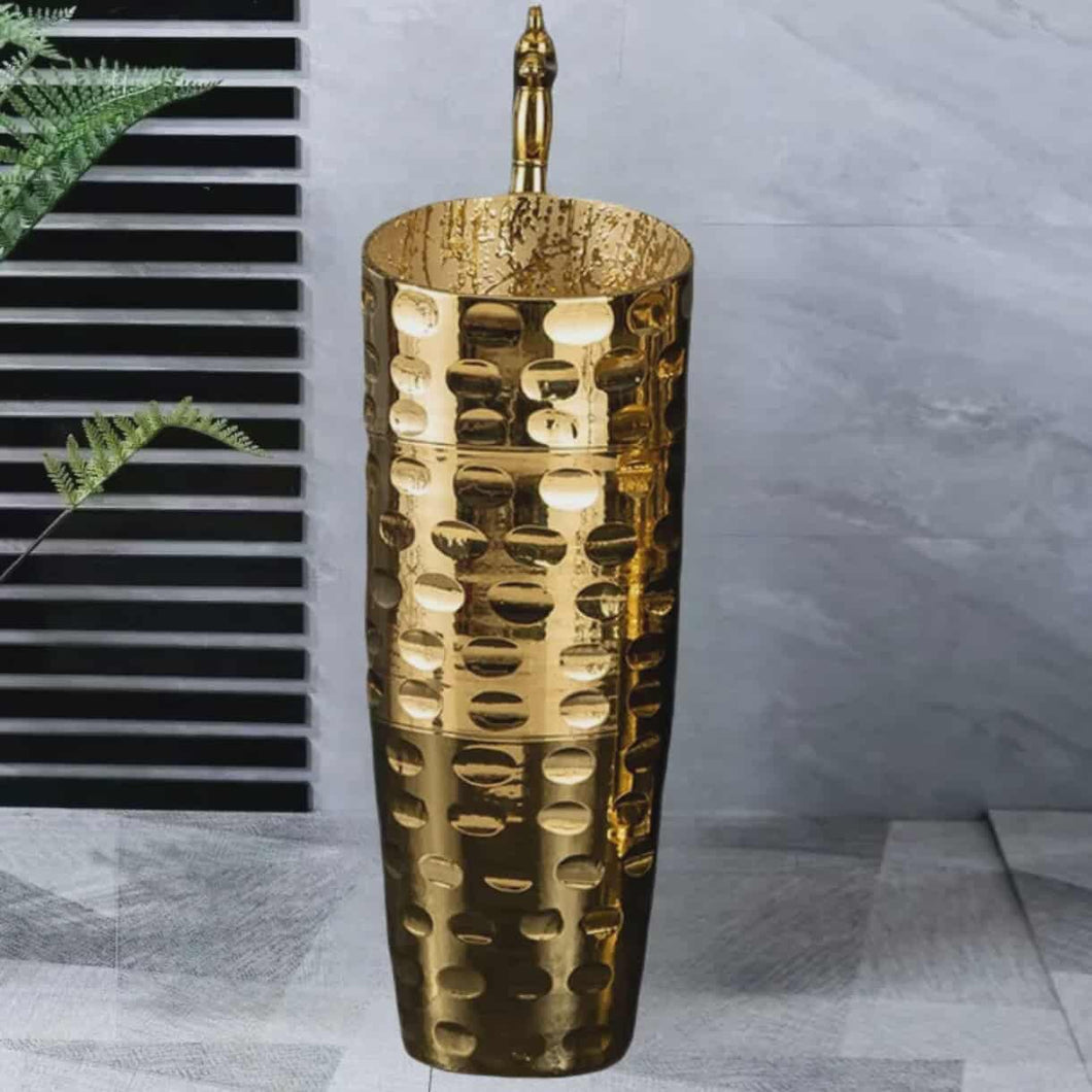 Modern Ceramic Pedestal Wash Basin for Bathroom – Elegant Floor Standing Sink