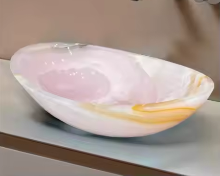 Lavabo en marbre onyx rose style moderne luxueux