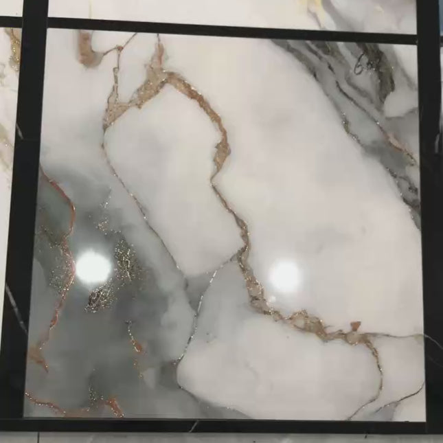 Marble Design Porcelain Tiles 60x60cm Microcrystalline Electroplated 3D Tiles