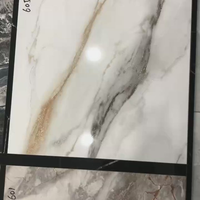 Marble Design Porcelain Tiles 60x60cm Microcrystalline Electroplated 3D Tiles