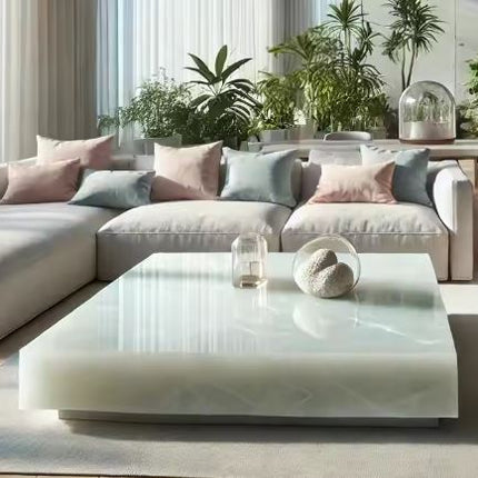 Real Marble Square Shaped Center Coffee Table for Living Room