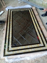 Cargar imagen en el visor de la galería, Minimalist Golden Mirror 180x100cm Glass Gold Rhinestones
