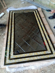 Minimalist Golden Mirror 180x100cm Glass Gold Rhinestones