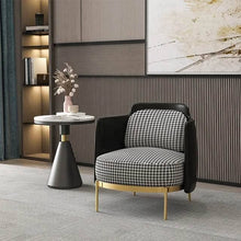 Charger l&#39;image dans la galerie, Stainless steel Accent Chair Black and White with Stool
