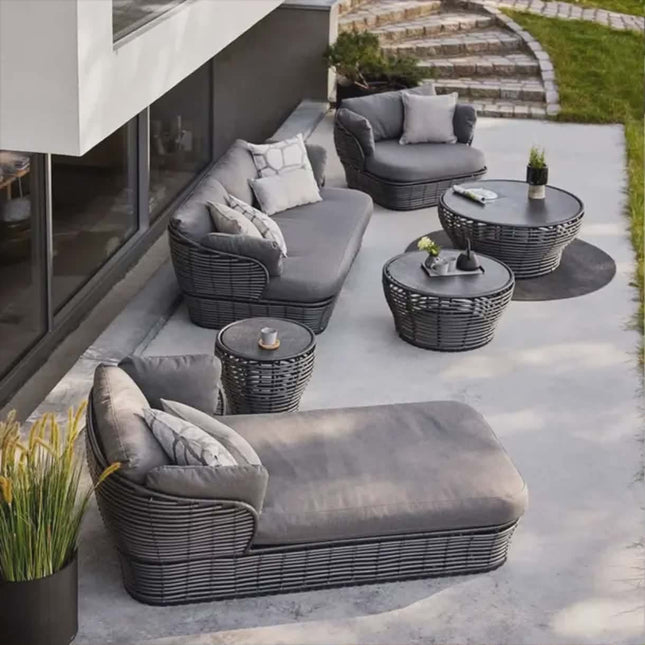 Modern Horizon Luxury Outdoor Living Set with Dark Rattan Weave