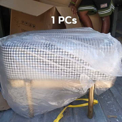 Fauteuil d'appoint en acier inoxydable noir et blanc avec tabouret