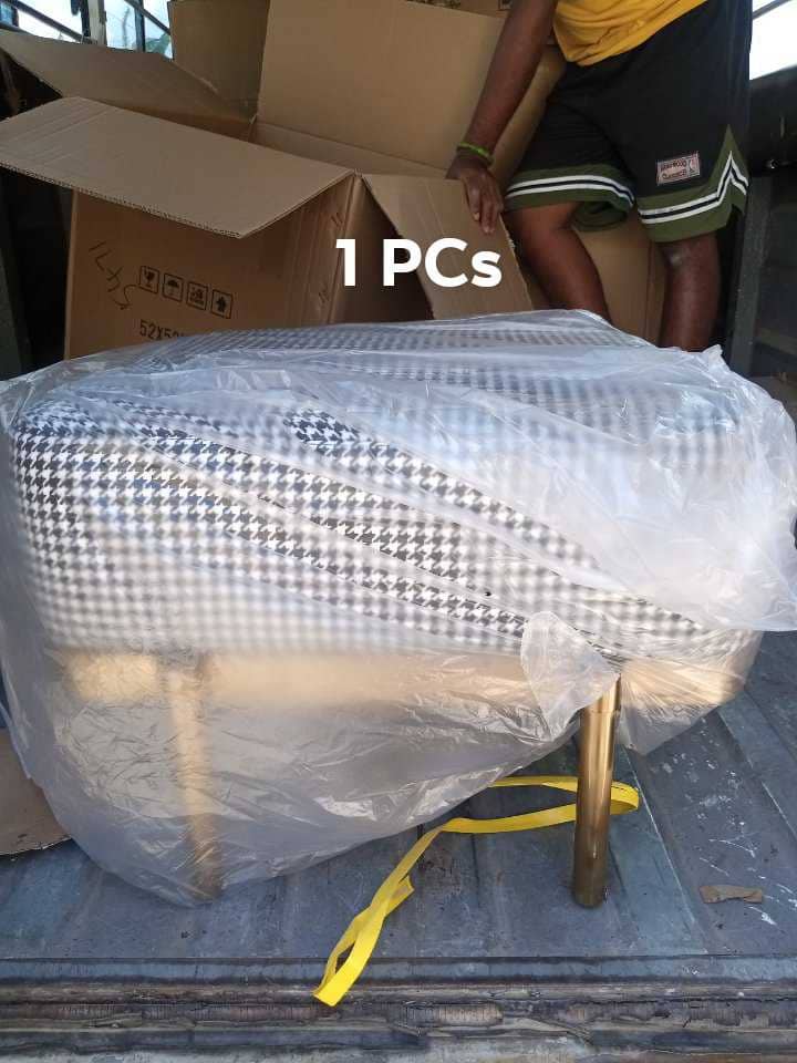 Stainless steel Accent Chair Black and White with Stool