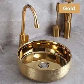 Gold Wash Art Basin Round Modern