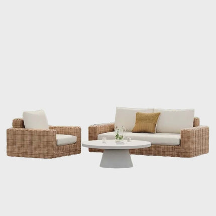 Minimalist Haven Luxury Sofa Set with Natural Rattan Weave