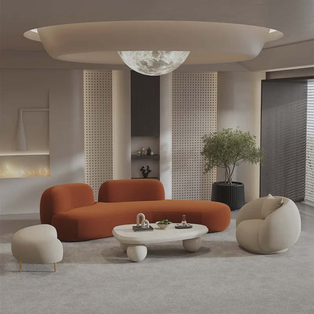 Neo-Modern Stellar Lounge Dynamic Organic Form Premium Seating Collection with Celestial Glow Fixture