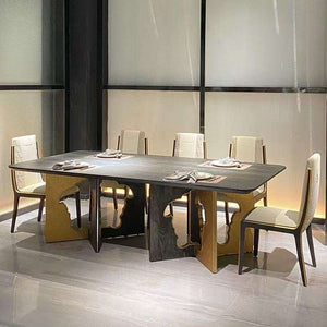 Rectangular Brown and Beige Versace Medusa Luxury Dining Table Set with Chairs - Enhance Your Dining Experience with Timeless Elegance and Style