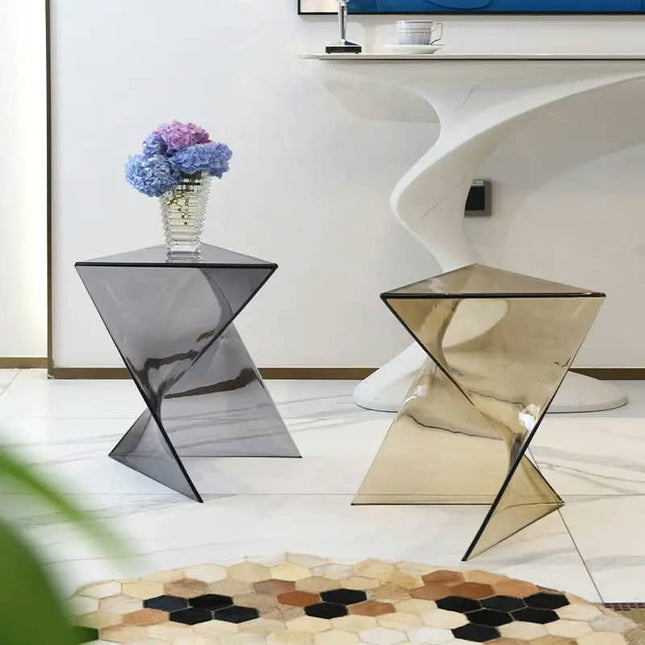 Modern Irregular Acrylic Side Table Orange Geometric Accent Table For Living Room Bedroom End Table