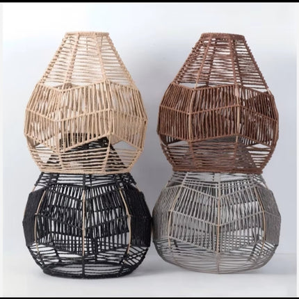 Custom Simple Pendant Lamp Fixture Dining Room Braided Twine Lampshade Japanese Creative Twine Lampshade
