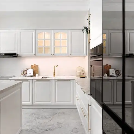 One-Stop French Luxury Cabinet Series Large Commercial Space Built-in Gas Stove Island Cabinets Full Storage