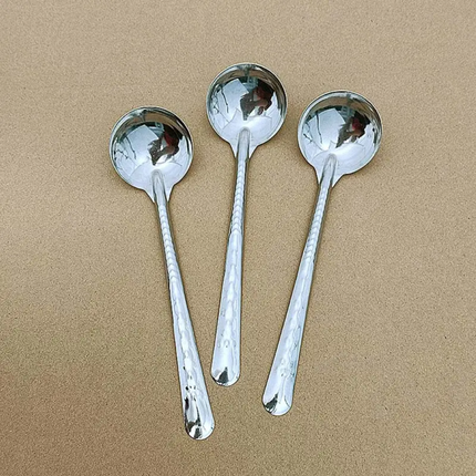 Cheap Bulk 18/0 Stainless Steel Round Spoons Set Silver Machine Polish Long Handle Soup Spoon For Home Restaurant