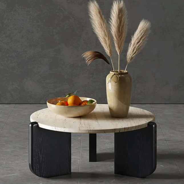 Modern Travertine Marble Slab for Living Room Stone Furniture Beige Travertine Cardin Round Coffee Tables