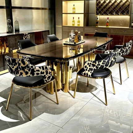 Italian Light Luxury Roberto Solid Wood Rectangle Dining Table Customizable Gloss Finish High-End Luxury Villa Mansion Home