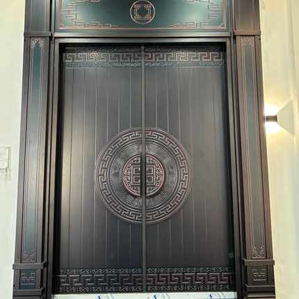 Newland Customized High Quality Aluminum Alloy Tropical Design Well Sealed Luxury Golden Engraved Security Front Door 3-year