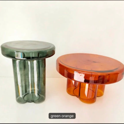 Modern Designed Hand Blown High and Low Combination Glass Coffee Table Panel Style Living Room Side Table Small Tea Table