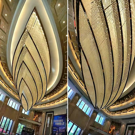 Custom Large Adjustable Height Square Oval Modern Luxury Hotel Lobby Banquet Hall Chandelier Light