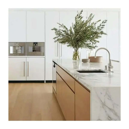 Luxury Modern Smart Modular Kitchen Design Wooden Furniture Veneer Door Panel Economic Wood Wall Kitchen Cabinet With Island