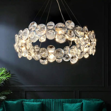 Creative Luxury Adjustable Height LED Crystal Bubble Chandelier Pendant Lamp For Living Room & Bedroom