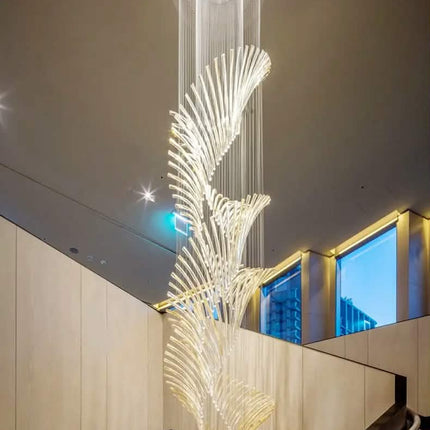 Modern Glass Tube Pendant Chandelier Luxury Living Room High Ceiling Large Light