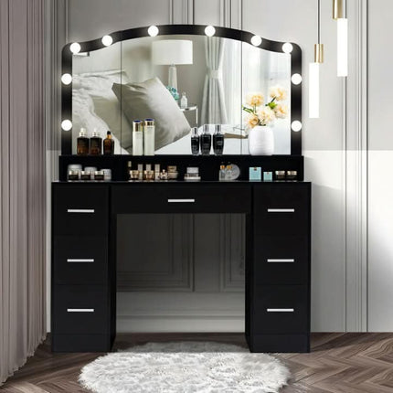 Modern and Simple Solid Wood Dressing Table With Mirror Matched With Sliding Drawer