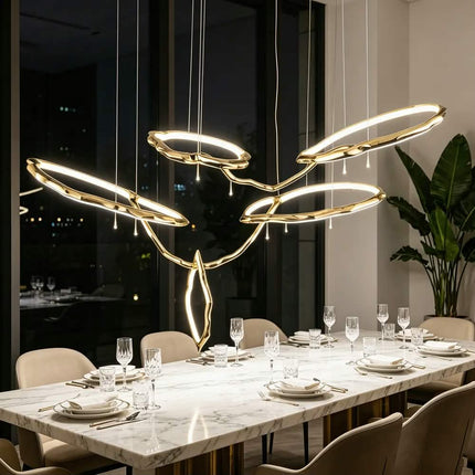 Brass Gold Long Chandelier Handmade LED Luxury Light 150cm 3000k-6000k Modern Living Room Dining Room Artistic Lighting Hotel