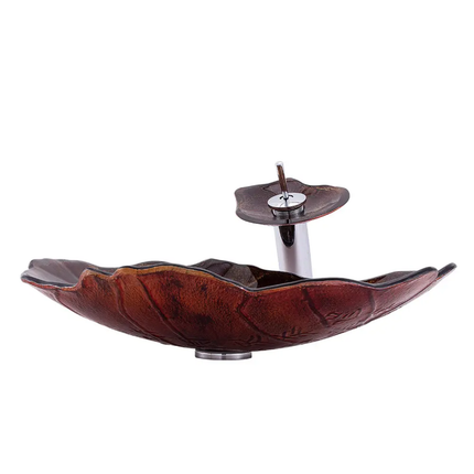 New Design Oracle Bone Script Pattern Glass Hand Basins Bathroom Cabinet Sinks Brown Modern Sink Bathroom Wash Basin With Faucet