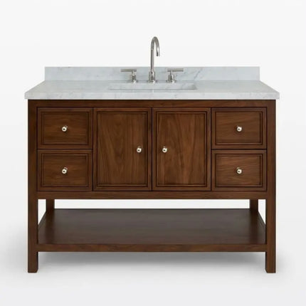 Luxurious floor-standing bathroom vanity ceramic basin smart mirror solid wood construction apartment villa bathroom furniture