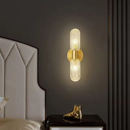 Warm And Versatile Bedroom Bedside Wall Lamp Double Head Living Room Background Iron Glass New Luxury LED Wall Light