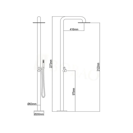 316 Stainless Steel Freestanding Outdoor Shower Premium Poolside Bath Fixture