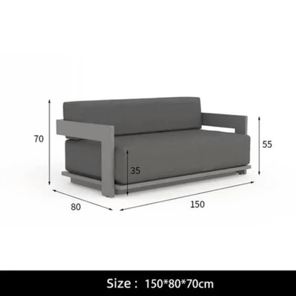 Courtyard Outdoor Sofa Aluminum Terrace Patio Furniture Set Waterproof Leisure Garden Sofa
