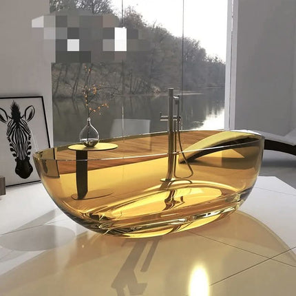 Modern Freestanding Resin Bathtub Colorful Transparent Bathroom Tub for Soaking Hotel Use