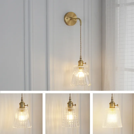 Glass Brass Bedside Decorative Indoor Led Modern Wall Lamp