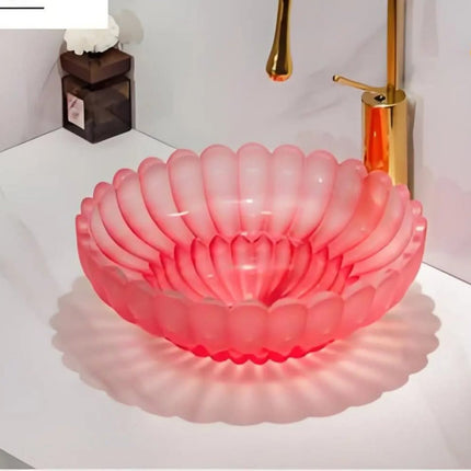 New Arrival Artistic Tempered Glass Washbasin – Oval Countertop Design, Colorful Single Bowl with Custom Color Options, Factory Direct Supply