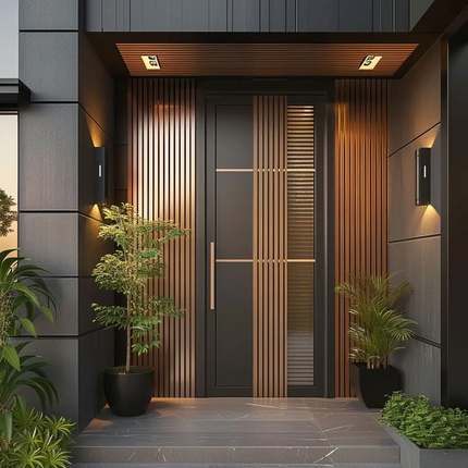 Energy Efficient Anti-Theft Villa Front Entry Door -Thermal Break Design Custom Precision Carved Aluminum Door For Mansions