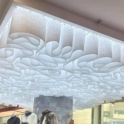 Custom Lighting Large Size Textured Paper Modern Ceiling Chandelier for Hotel Lobby Banquet Hall Restaurant
