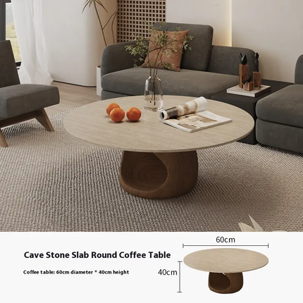 Made of concrete Durable Modern Simple Solid Wood Coffee Tea Table Cave Stone Rock Plate Design For Home apartment Homestay Living Room Furniture